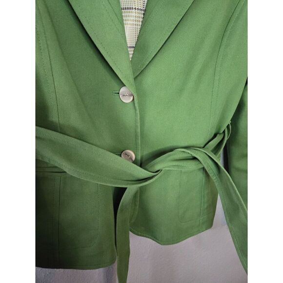 Nine West Women's Green Belted Button Jacket Size 10 - Picture 5 of 6